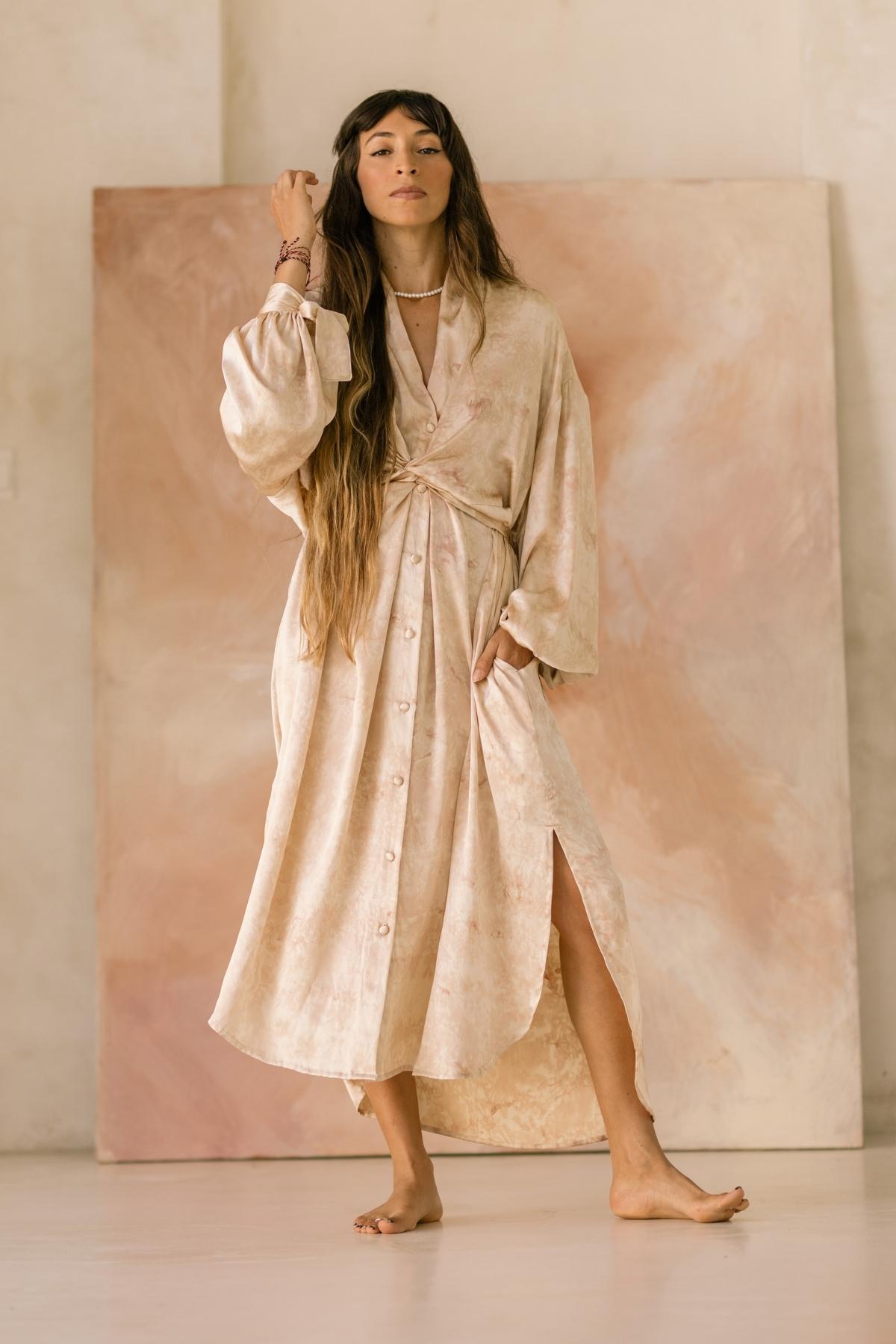 Inanna Wrap Gown (100% Botanically Dyed SIlk)