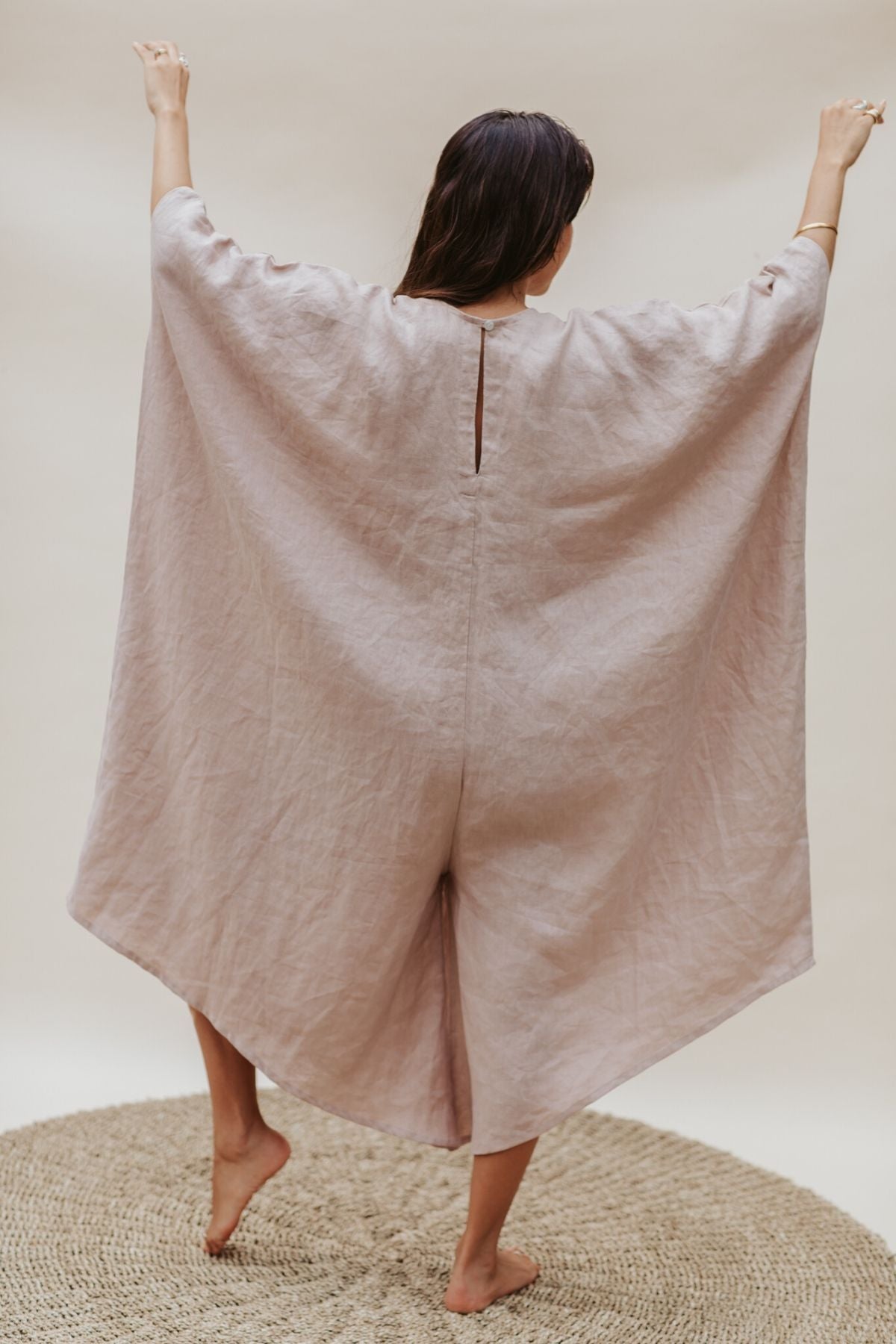 Miracle Playsuit (100% Linen, Royal Lavender / Nude)