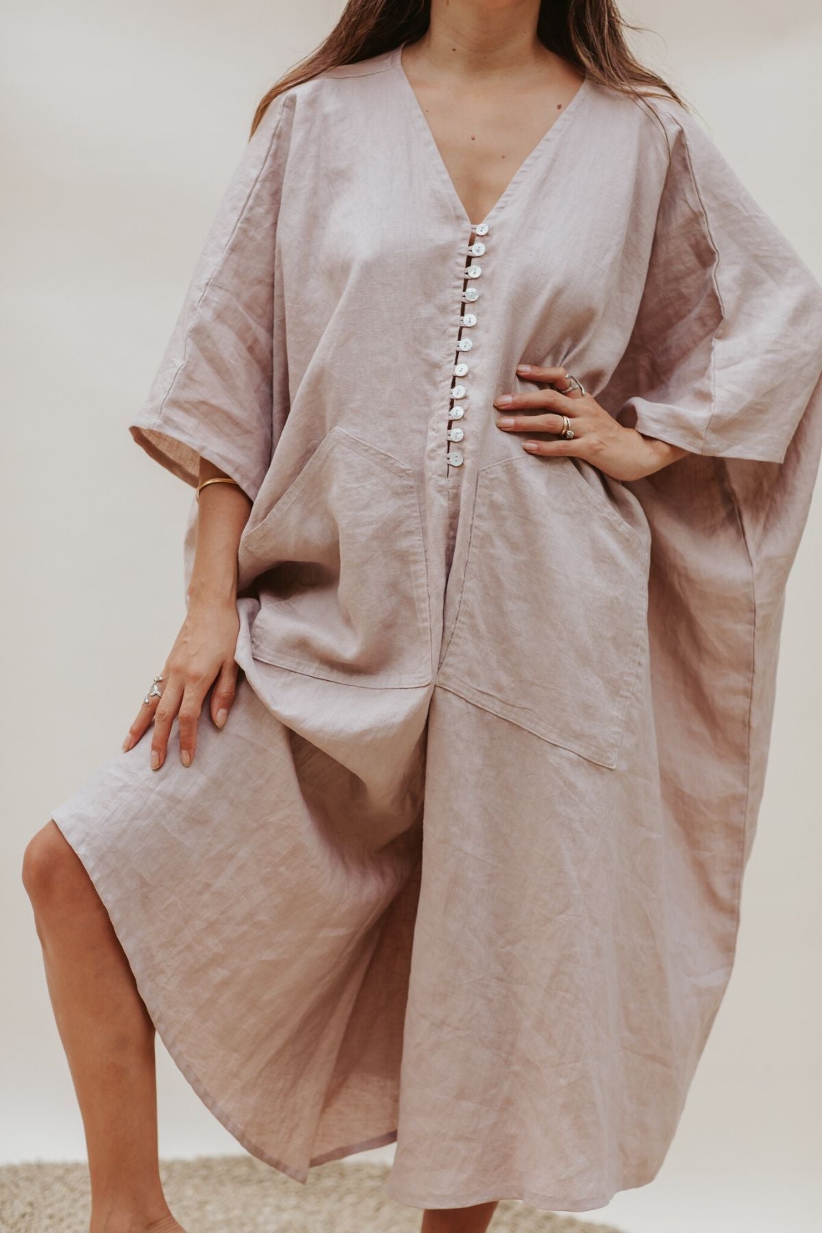 Miracle Playsuit (100% Linen, Royal Lavender / Nude)