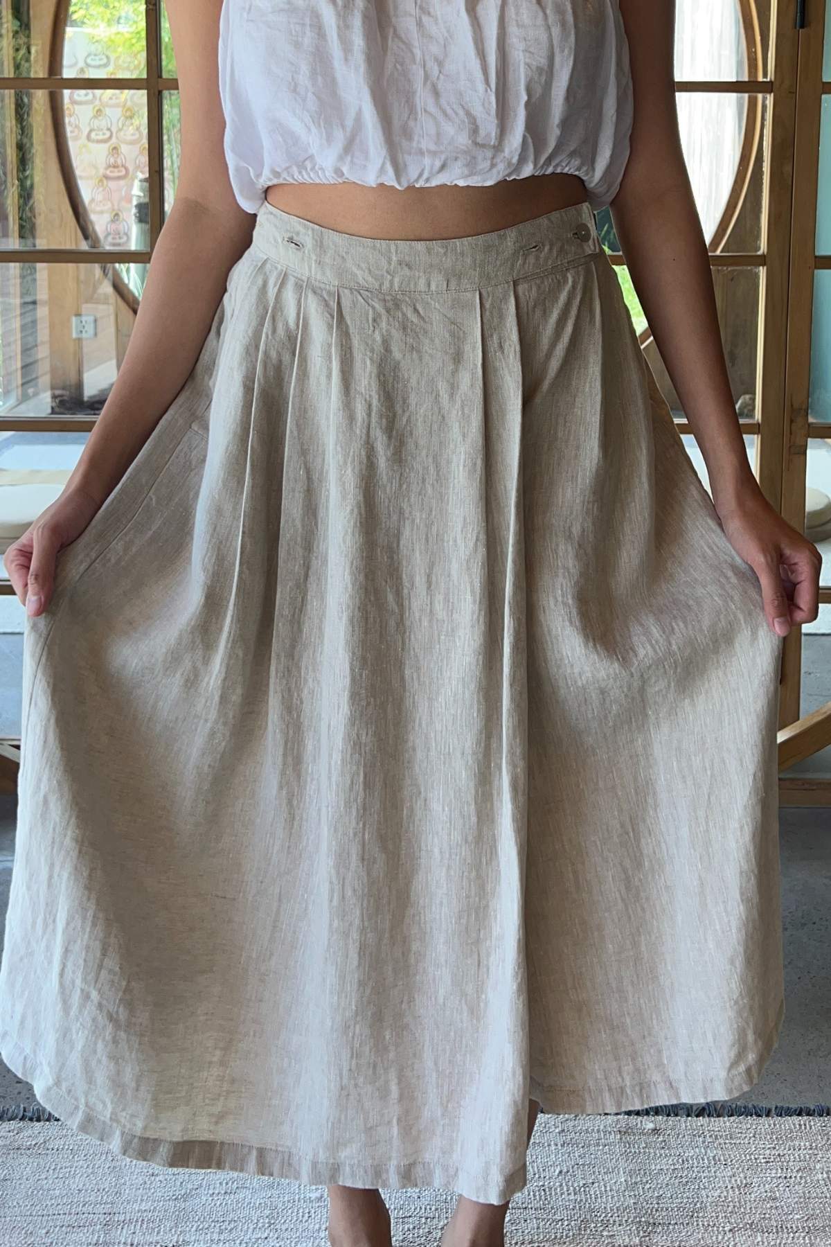 Kyoto Skirt Linen Light Flax