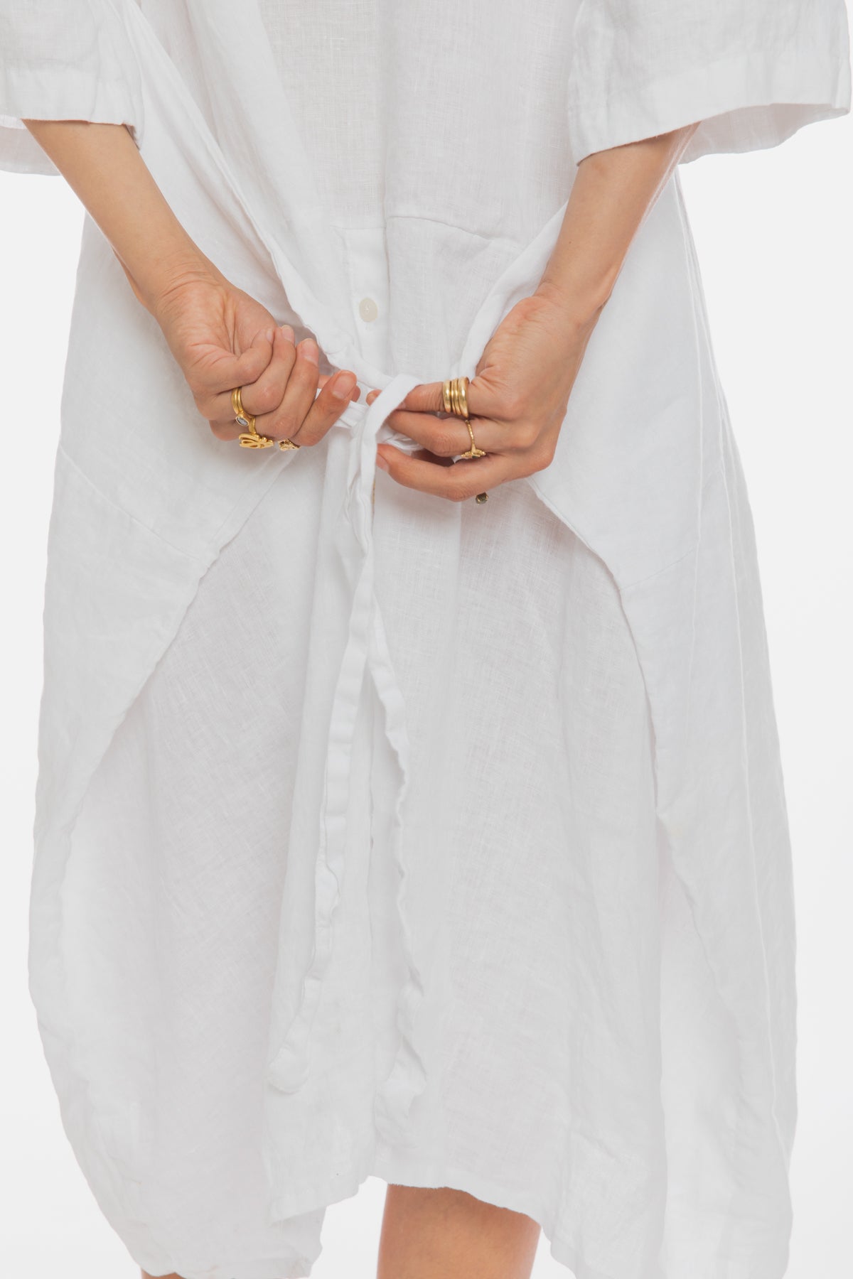 Enchantress Gown (100% Linen, Black & Off White)